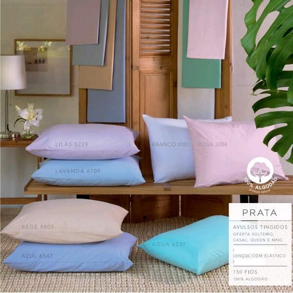 Lençol Avulso com Elástico Prata 150 Fios King Size - Santista